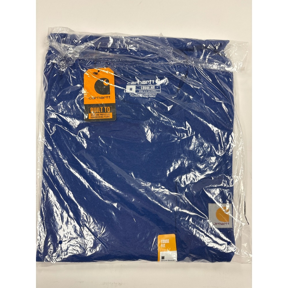 Carhartt Mens K87 Loose Fit Heavyweight Short Sleeve Pocket T-Shirt Blue Size M